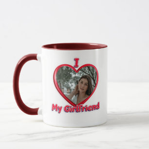 Trendy I Love My Girlfriend Red Heart Custom Photo Mug