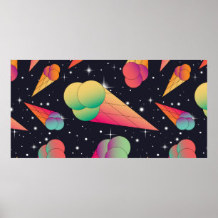 Trendy ice cream seamless pattern. Ice cream cones Poster