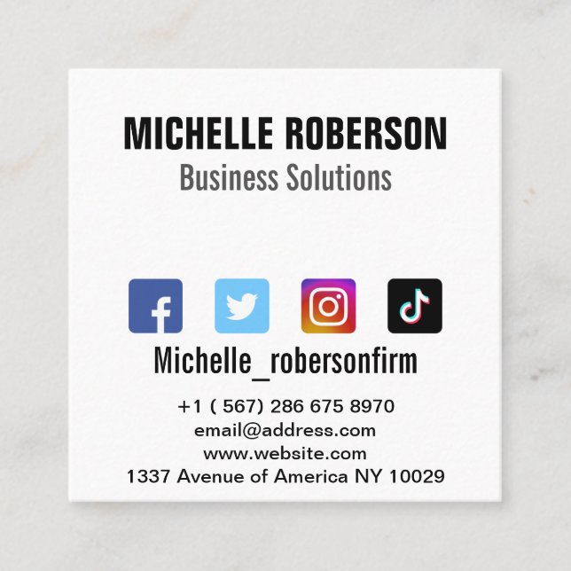 Trendy icons, QR code and symbols Square Business  Square Business Card (Front)
