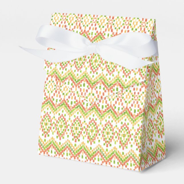 Trendy Ikat Pattern on White to Customize Favour Box (Front Side)