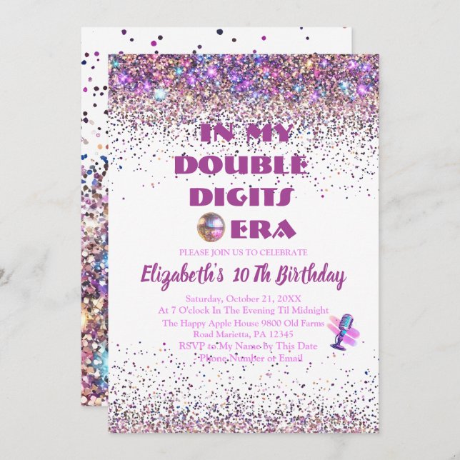 Trendy In My Double Digits Era Birthday Invitation (Front/Back)