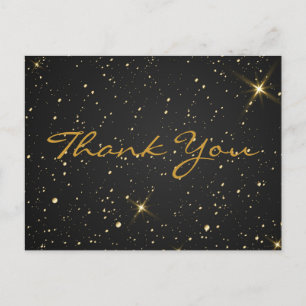 Trendy Inexpensiv Gold Glitter Black Thank You Pos Postcard