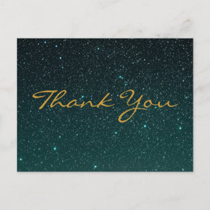Trendy Inexpensiv Gold Glitter Black Thank You Pos Postcard