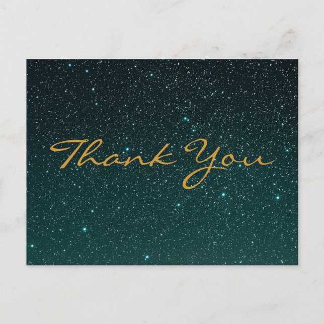 Trendy Inexpensiv Gold Glitter Black Thank You Pos Postcard (Front)