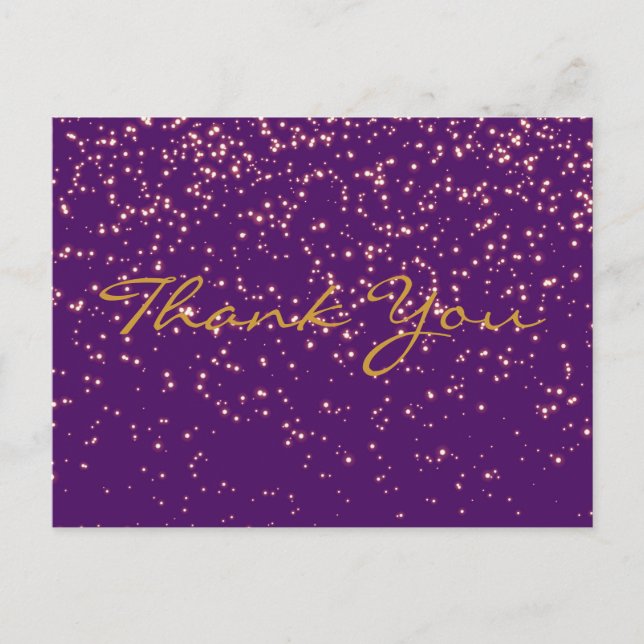 Trendy Inexpensiv Gold Glitter Black Thank You Pos Postcard (Front)