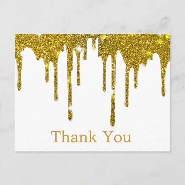 Trendy Inexpensiv Gold Glitter Black Thank You Pos Postcard (Front)