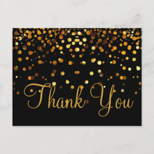 Trendy Inexpensiv Gold Glitter Black Thank You Postcard