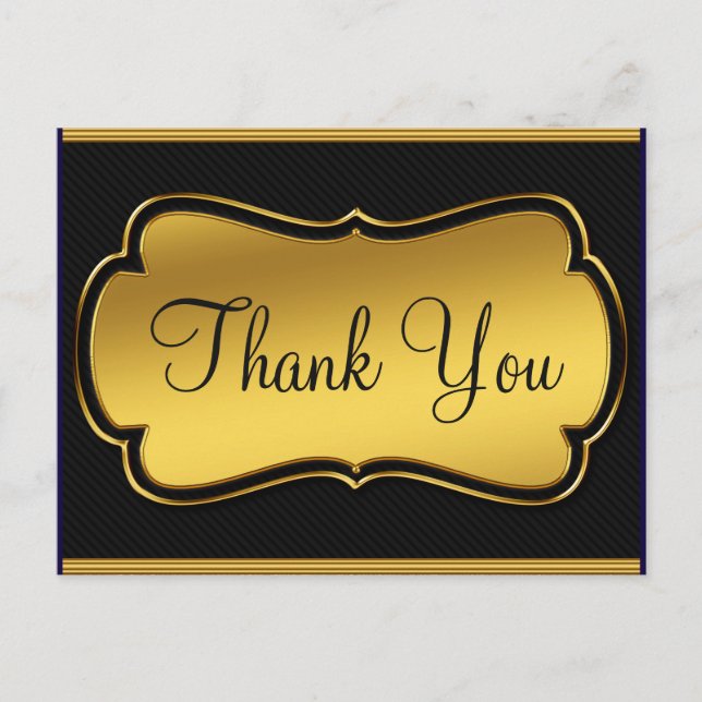 Trendy Inexpensiv Gold Glitter Black Thank You Postcard (Front)