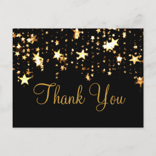 Trendy Inexpensiv Gold Glitter Black Thank You Postcard