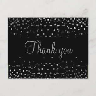 Trendy Inexpensiv Gold Glitter Black Thank You Postcard