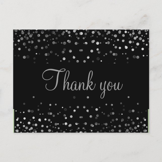 Trendy Inexpensiv Gold Glitter Black Thank You Postcard (Front)
