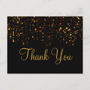 Trendy Inexpensiv Gold Glitter Black Thank You Postcard