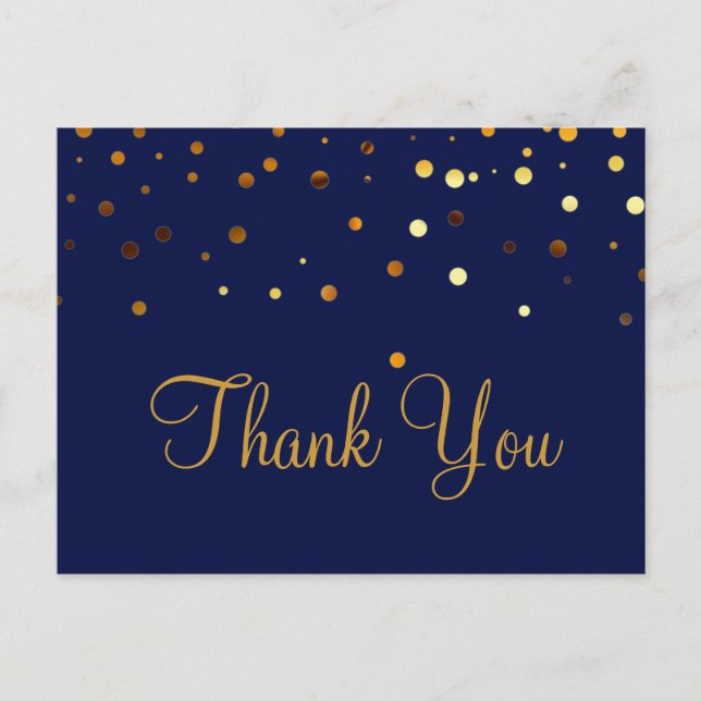 Trendy Inexpensiv Gold Glitter Black Thank You Postcard (Front)