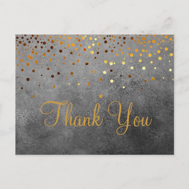 Trendy Inexpensiv Gold Glitter Blue Thank You Postcard (Front)