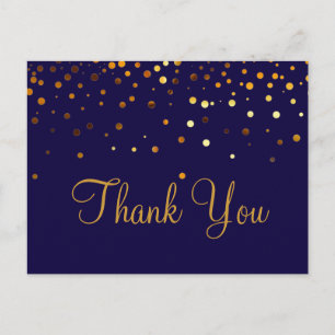 Trendy Inexpensiv Gold Glitter Blue Thank You Postcard