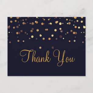 Trendy Inexpensiv Gold Glitter Blue Thank You Postcard