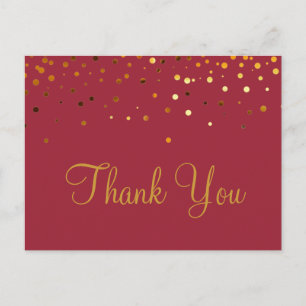 Trendy Inexpensiv Gold Glitter Brown Thank You Postcard