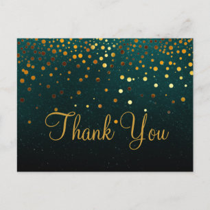 Trendy Inexpensiv Gold Glitter Green Thank You Postcard