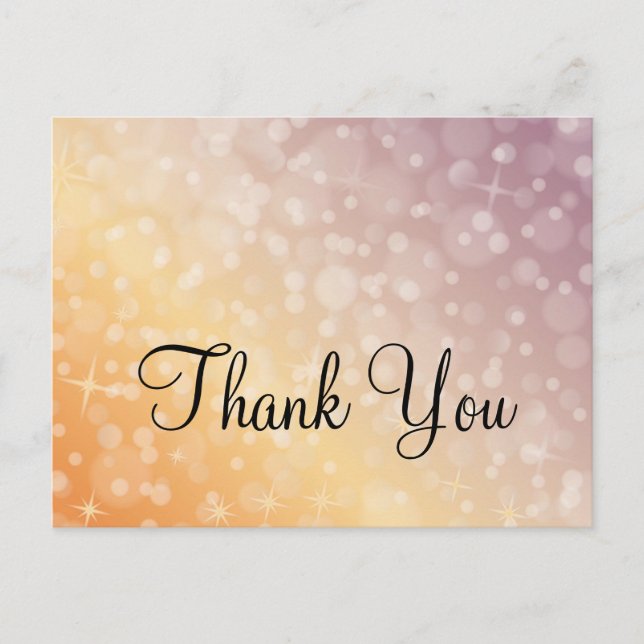 Trendy Inexpensiv Gold Glitter Sparkle Thank You Postcard (Front)