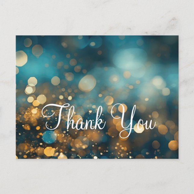 Trendy Inexpensiv Gold Glitter Sparkle Thank You Postcard (Front)