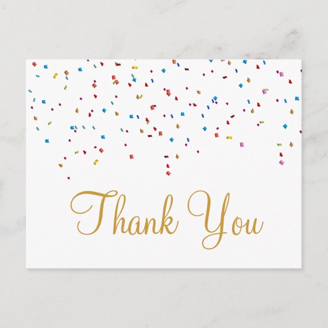 Trendy Inexpensiv Gold Glitter White Thank You Pos Postcard (Front)