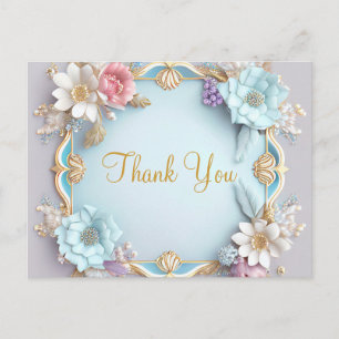 Trendy Inexpensiv Gold Glitter White Thank You Pos Postcard