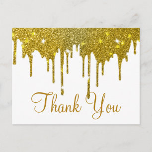 Trendy Inexpensiv Gold Glitter White Thank You Postcard