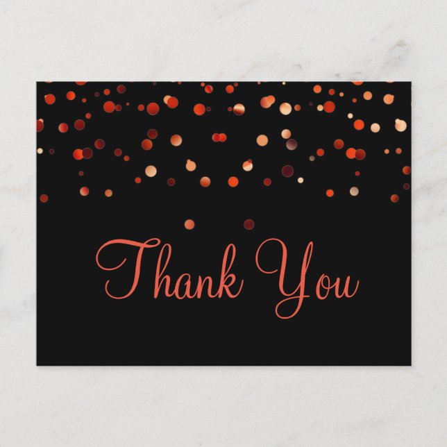 Trendy Inexpensiv Red Glitter Black Thank You Postcard (Front)