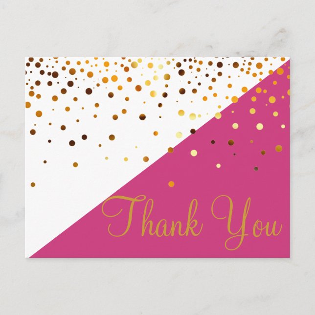 Trendy Inexpensive Gold Glitter Blue Thank You Pos Postcard (Front)