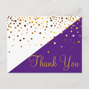 Trendy Inexpensive Gold Glitter Blue Thank You Pos Postcard