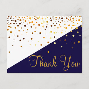Trendy Inexpensive Gold Glitter Blue Thank You Postcard
