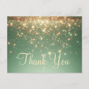 Trendy Inexpensive Gold Glitter Thank You Postcard