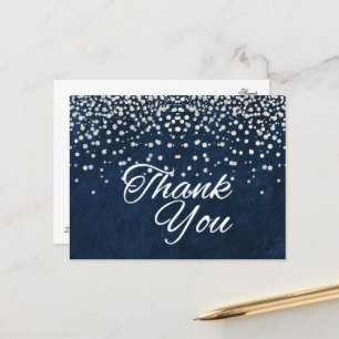 Trendy Inexpensive White  Glitter Black Thank You Postcard