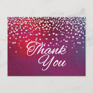 Trendy Inexpensive White  Glitter Black Thank You Postcard