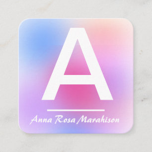 *~* Trendy INITIAL Abstract QR LOGO PHOTO Violet Square Business Card