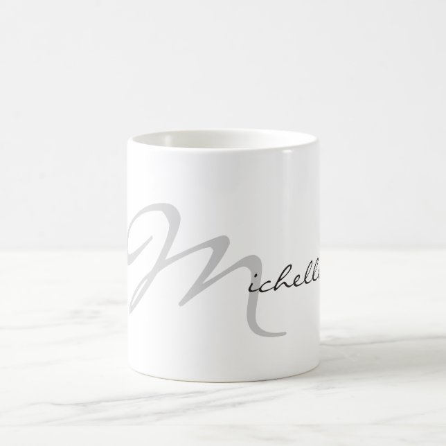 Trendy Initial Letter & Name Calligrahy Chic Coffee Mug (Center)