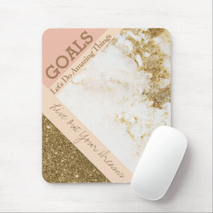 Trendy Inspiring Goals Spark Gold Pink Faux Marble Mouse Mat