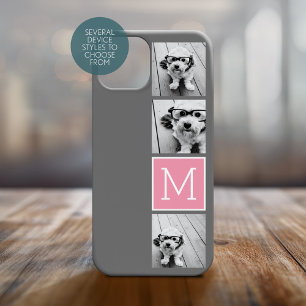 Trendy Instagram Photo Collage Custom Monogram iPhone 15 Case
