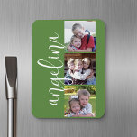 Trendy Instagram Photo Collage Custom Monogram Magnet<br><div class="desc">Use 3 square photos to create a unique and personal gift. Or you can keep the hipster puppy and make a trendy keepsake. If you need to adjust the pictures,  click on the customise tool to make changes.</div>