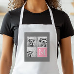 Trendy Instagram Photo Collage Custom Monogram Standard Apron<br><div class="desc">Modern Pastel Pink and Gray - Use 3 square photos to create a unique and personal gift. Or you can keep the hipster puppy and make a trendy keepsake. If you need to adjust the pictures,  click on the customize tool to make changes.</div>