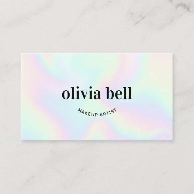 Trendy Iridescent Abstract Makeup Artist Business Card (Front)
