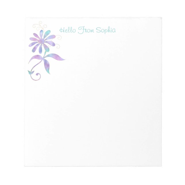 Trendy Iridescent Flower, DIY Name/Message Notepad (Front)