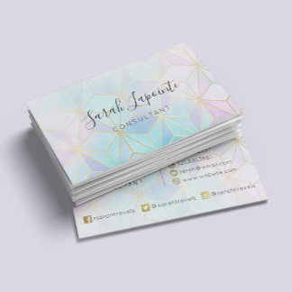 Trendy Iridescent & Pastel Geometric Design Business Card