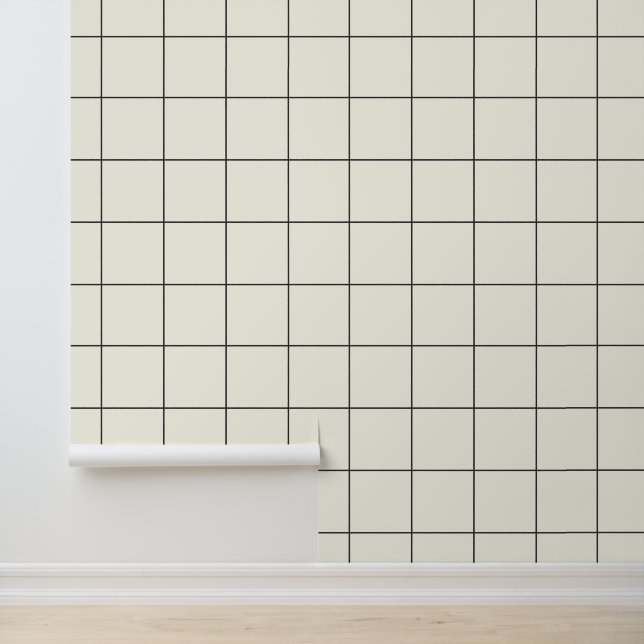 Trendy Ivory White 6" Grid Wallpaper (Application)
