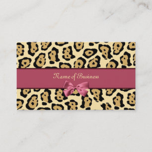 Trendy Jaguar Print With Pink Ribbon Business Name Card