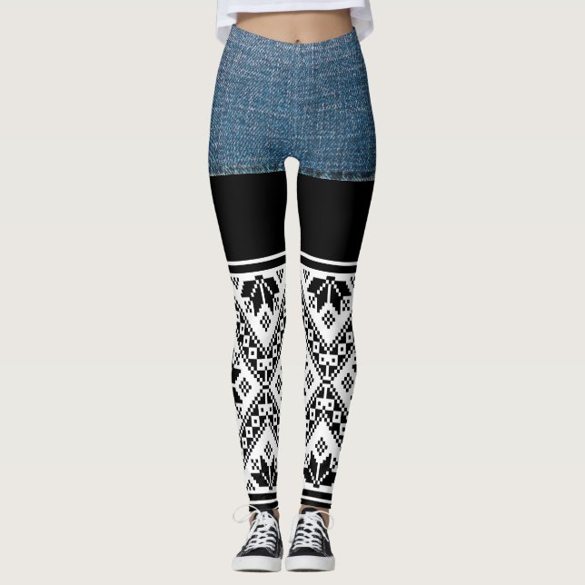 Trendy Jeans and Bulgarian Pattern Leggings (Front)