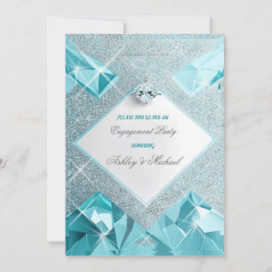 trendy jewellery turquoise sparkles sophisticated invitation