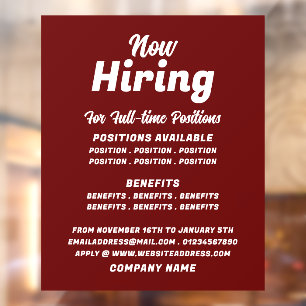 Trendy Job Vacancy Recruitment Advertising Window Cling