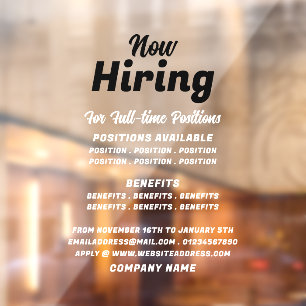 Trendy Job Vacancy Recruitment Advertising Window Cling