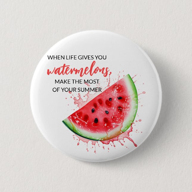 Trendy Juicy Watermelon Summer Design Motivational 6 Cm Round Badge (Front)